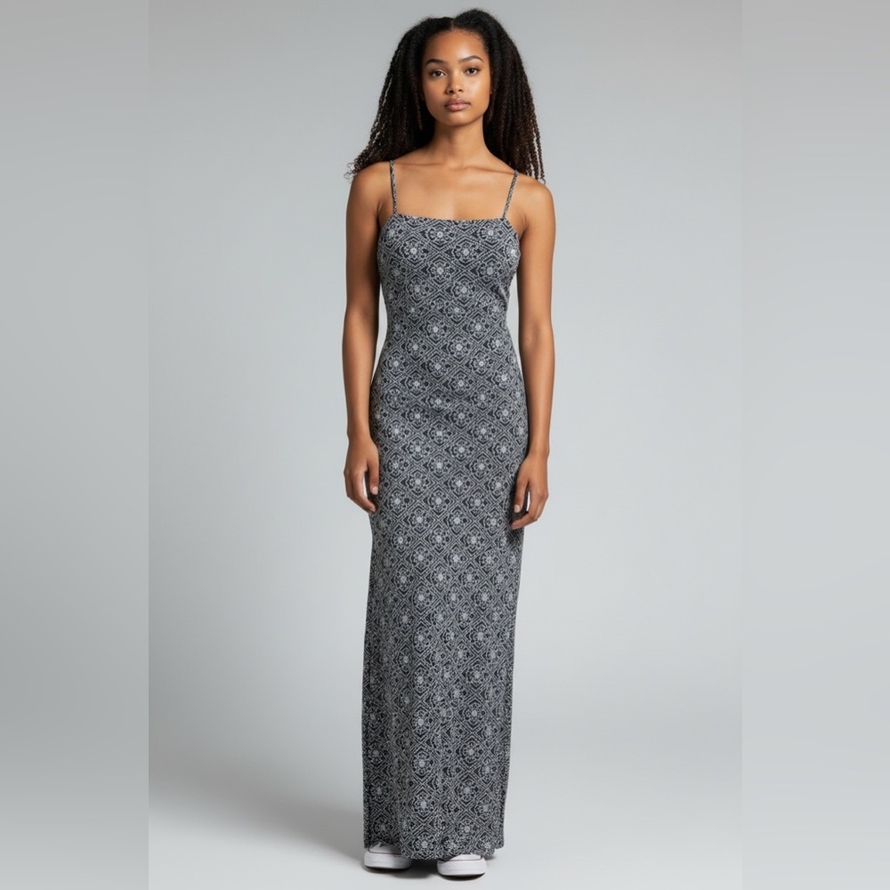 579 Floral Geo Print Maxi Dress – Size Small